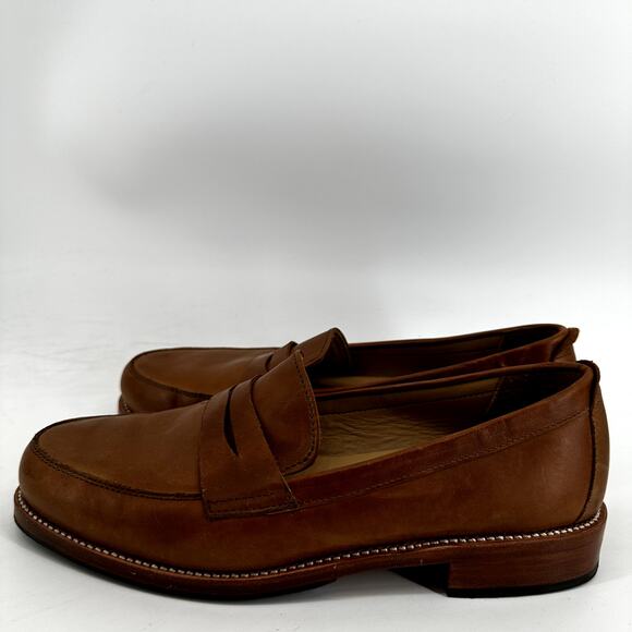 Adelante The Luca Penny Loafers Full-Grain Leather Slip On Caramel Brown 9B